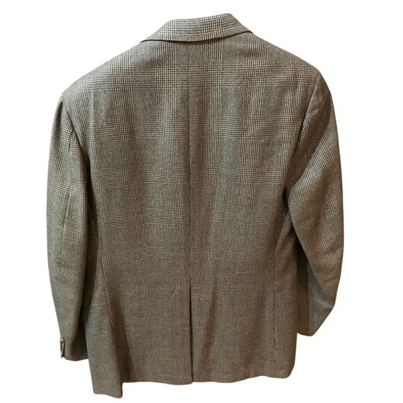 Hickey Freeman Mens Sports Coat Jacket Size 43 Long Houndstooth Brown Wool FLAWS - Picture 2 of 13